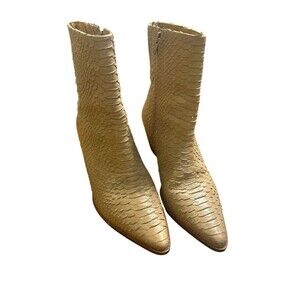 Matisse Caty Women Ivory Snake Embossed Leather Ankle Side Zip Pointed Toe 7.5 A